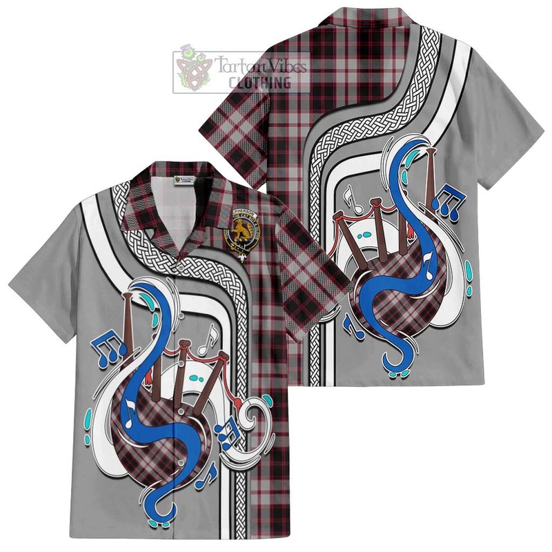 Mcpherson Tartan Short Sleeve Button Shirt with Epic Bagpipe Style