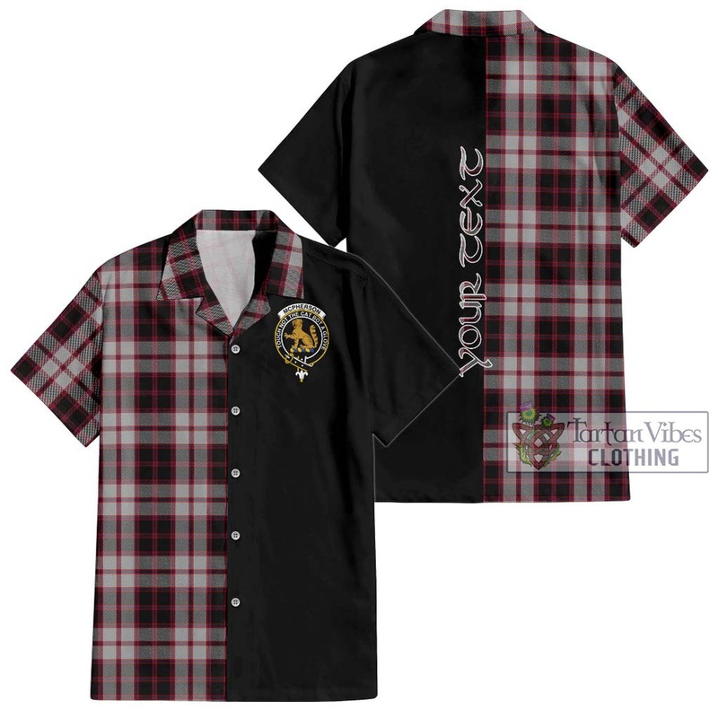 Mcpherson Tartan Short Sleeve Button Shirt with Family Crest and Half Of Me Style