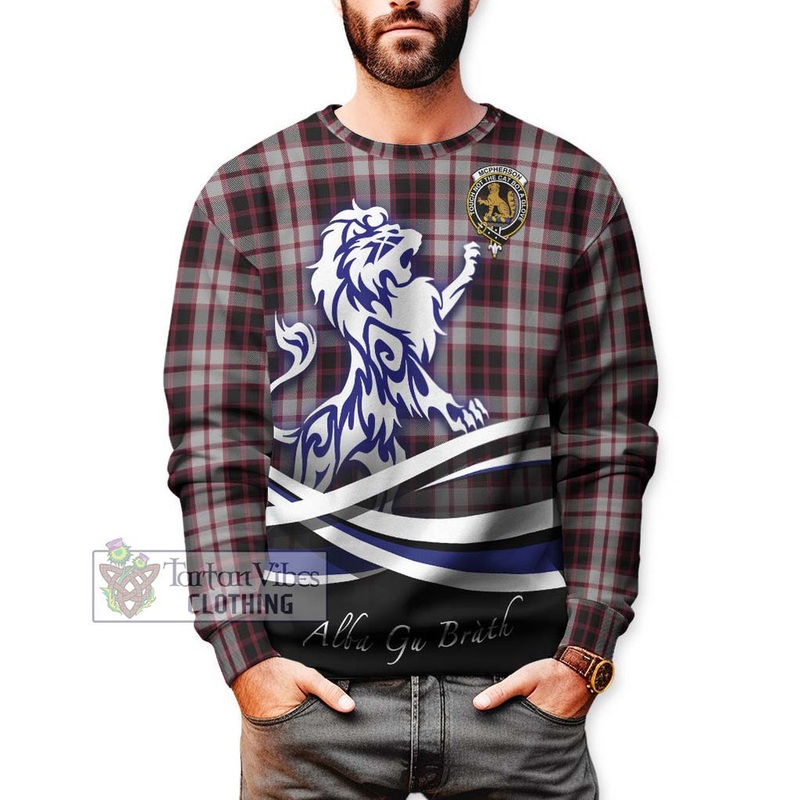 Mcpherson Tartan Sweatshirt with Alba Gu Brath Regal Lion Emblem