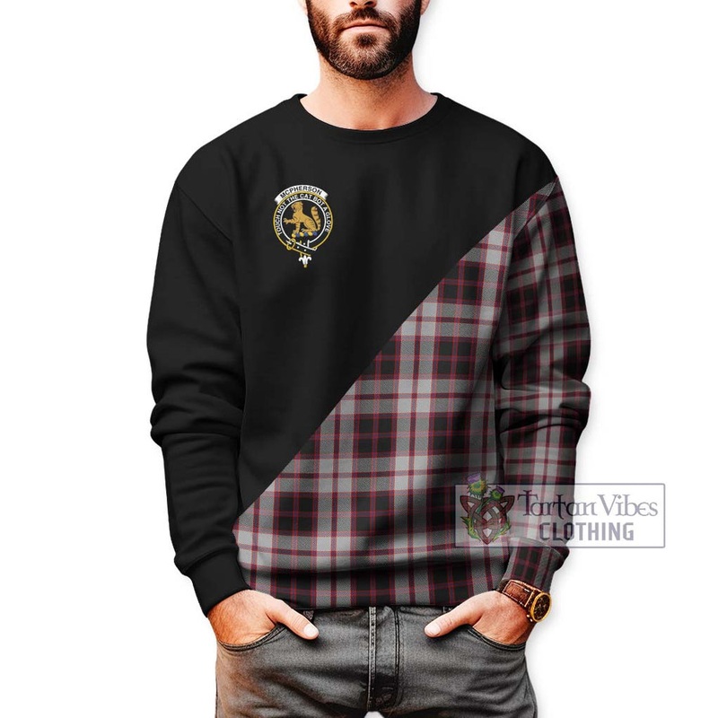 Mcpherson Tartan Sweatshirt with Family Crest and Military Logo Style