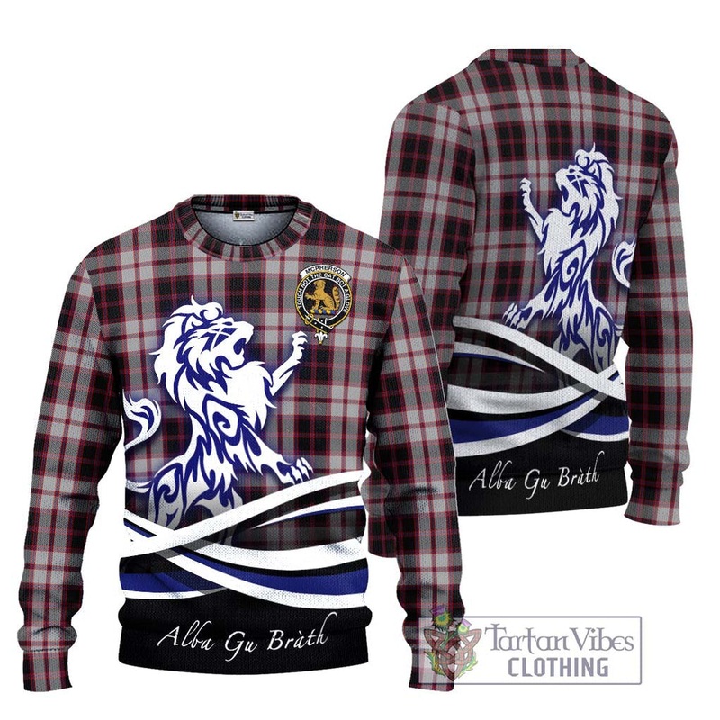 Mcpherson Tartan Ugly Sweater with Alba Gu Brath Regal Lion Emblem