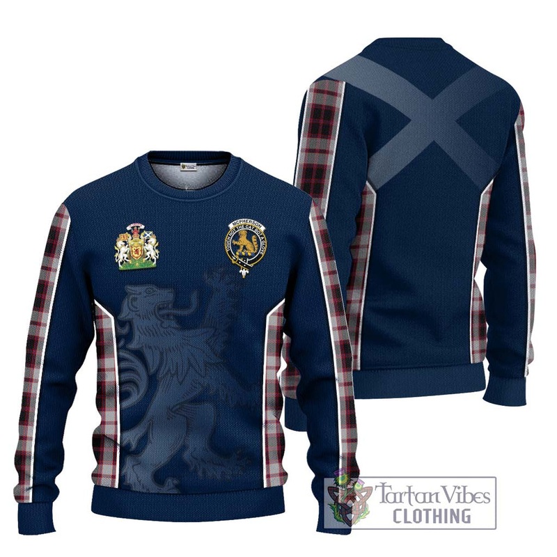 Mcpherson Tartan Ugly Sweater with Family Crest and Lion Rampant Vibes Sport Style
