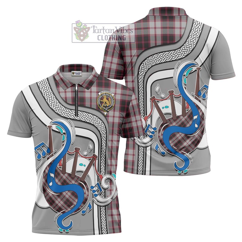 Mcpherson Tartan Zipper Polo Shirt with Epic Bagpipe Style