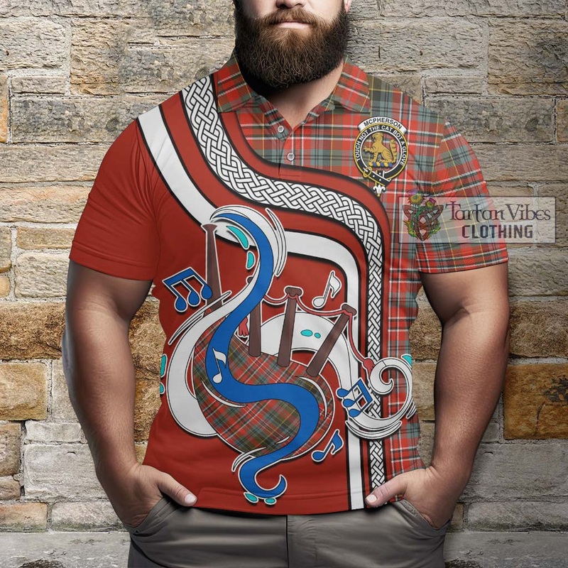 McPherson Weathered Tartan Polo Shirt with Epic Bagpipe Style