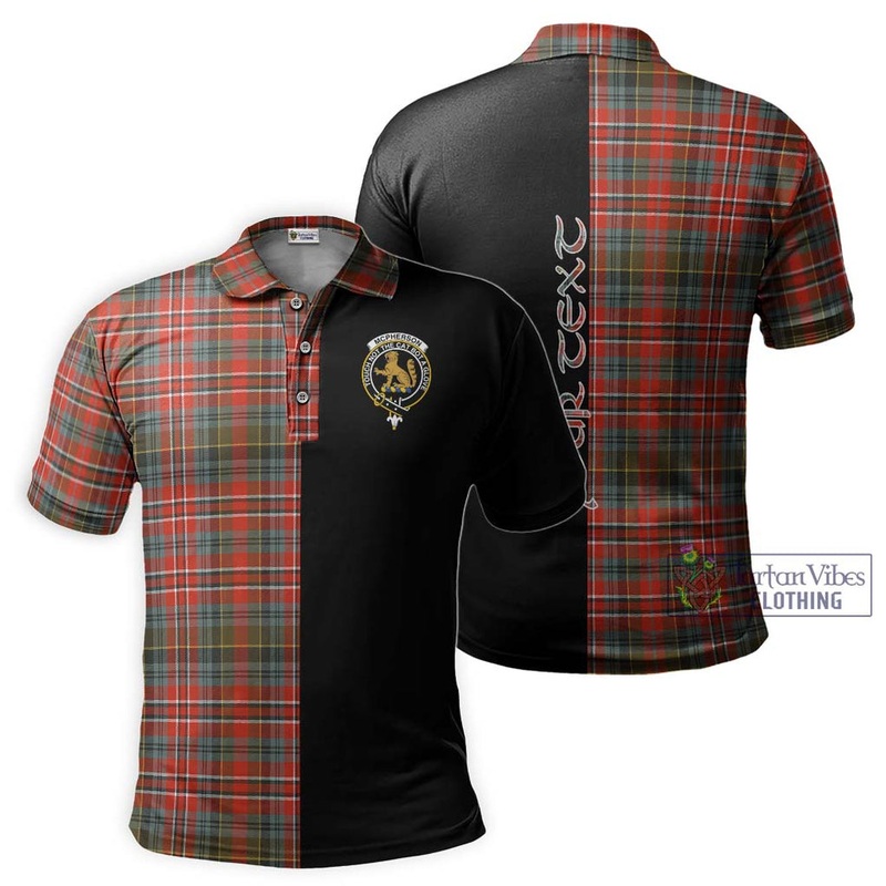 McPherson Weathered Tartan Polo Shirt with Family Crest and Half Of Me Style