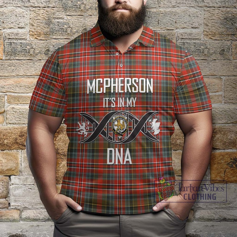 McPherson Weathered Tartan Polo Shirt with Family Crest DNA In Me Style