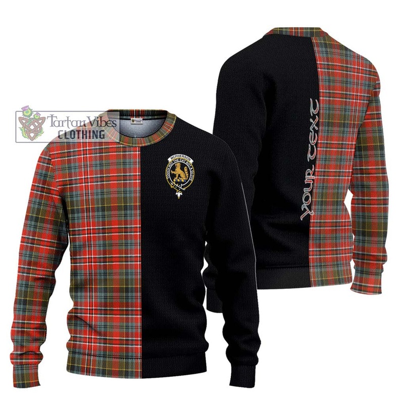 McPherson Weathered Tartan Ugly Sweater with Family Crest and Half Of Me Style