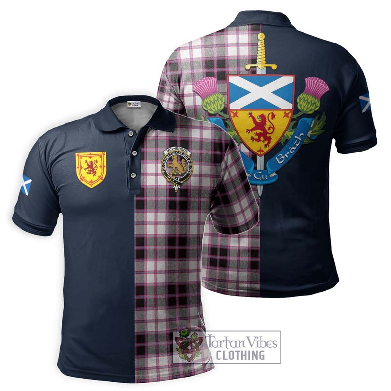 McPherson Hunting Modern Tartan Polo Shirt Alba with Scottish Lion Royal Arm Half Style
