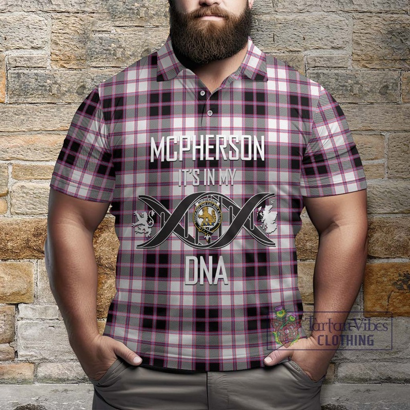 McPherson Hunting Modern Tartan Polo Shirt with Family Crest DNA In Me Style