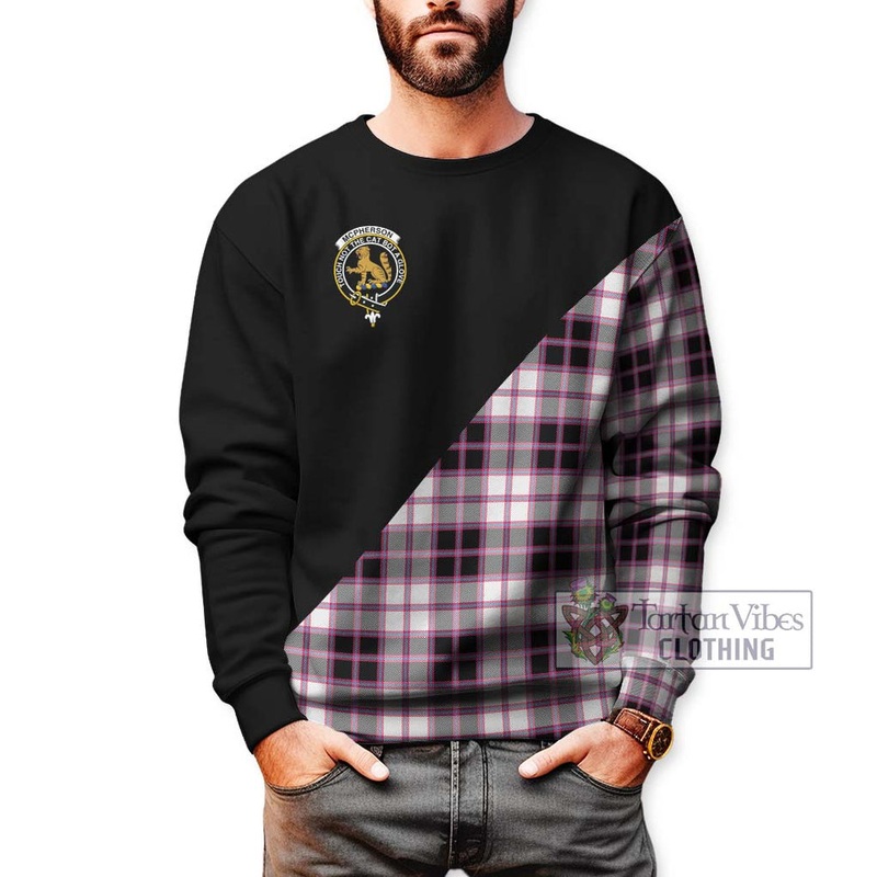 McPherson Hunting Modern Tartan Sweatshirt with Family Crest and Military Logo Style