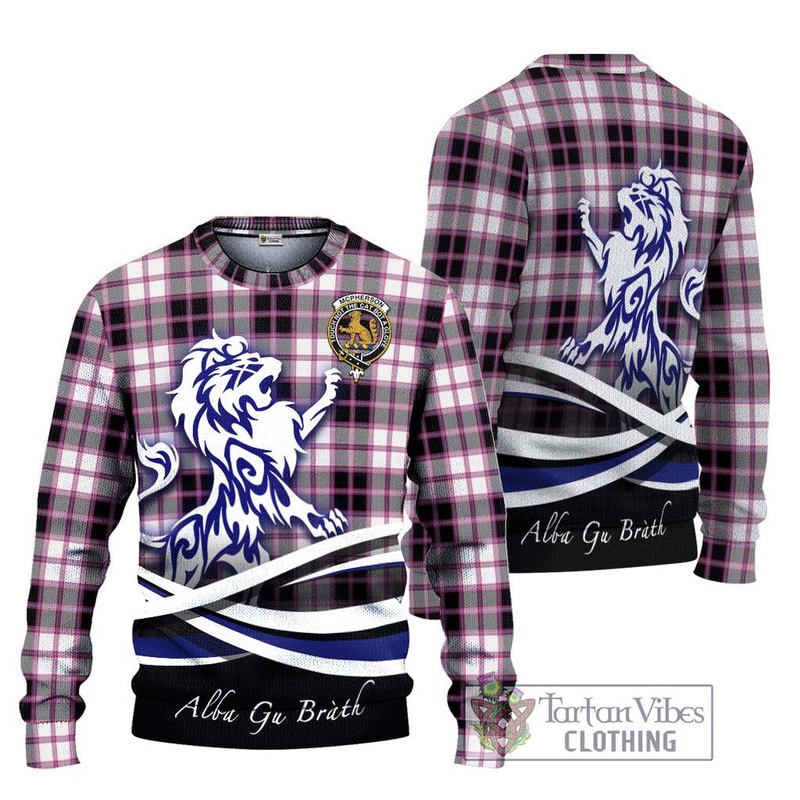 McPherson Hunting Modern Tartan Ugly Sweater with Alba Gu Brath Regal Lion Emblem
