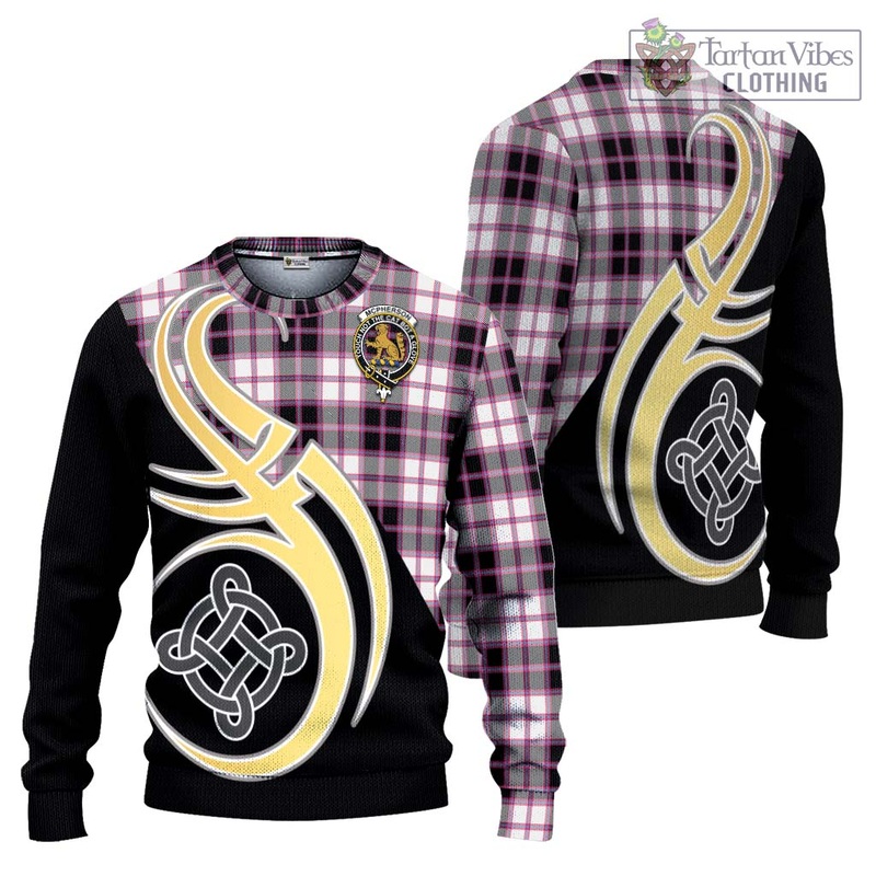 McPherson Hunting Modern Tartan Ugly Sweater with Family Crest and Celtic Symbol Style