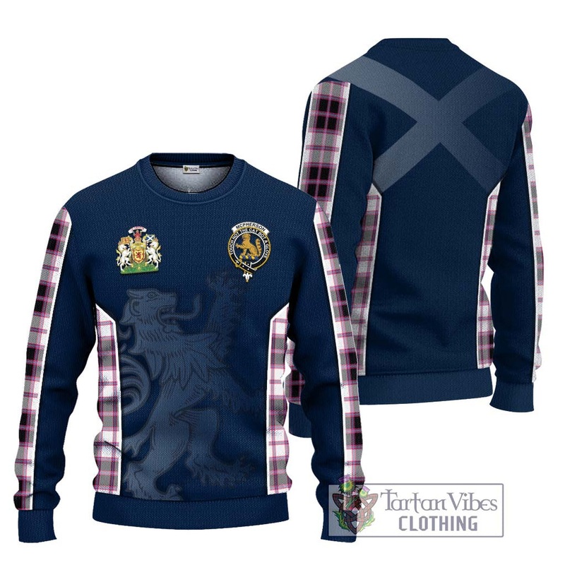 McPherson Hunting Modern Tartan Ugly Sweater with Family Crest and Lion Rampant Vibes Sport Style