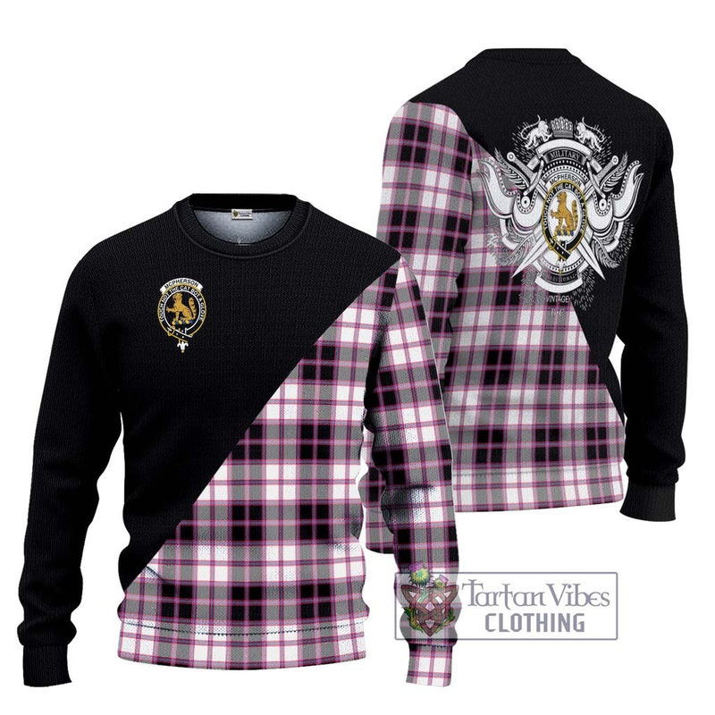 McPherson Hunting Modern Tartan Ugly Sweater with Family Crest and Military Logo Style