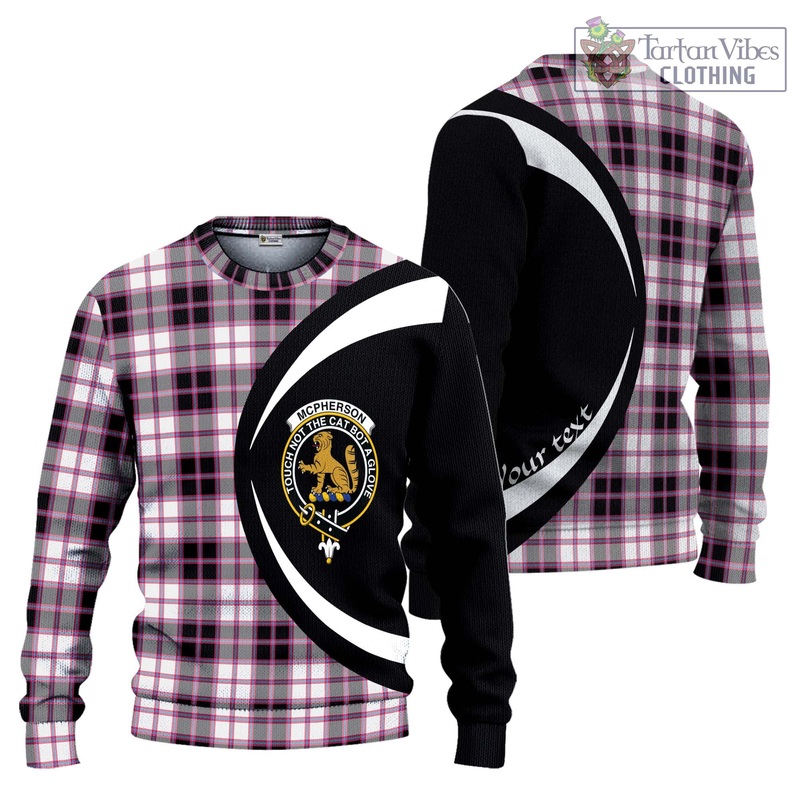 McPherson Hunting Modern Tartan Ugly Sweater with Family Crest Circle Style
