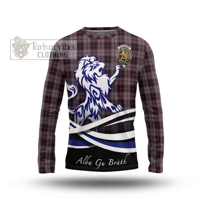 McPherson Hunting Tartan Long Sleeve T-Shirt with Alba Gu Brath Regal Lion Emblem