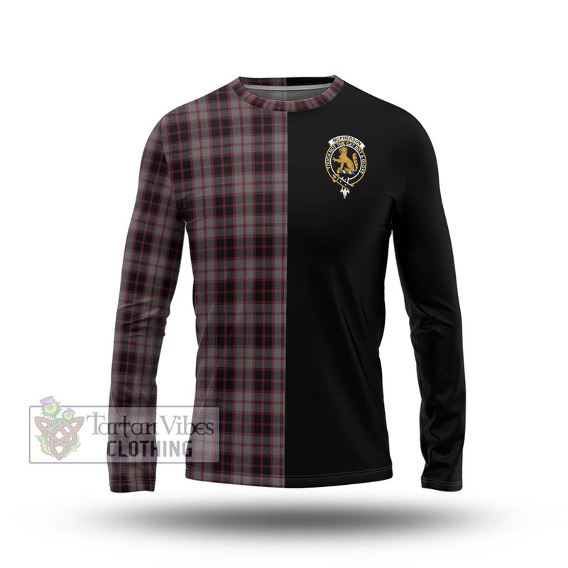 McPherson Hunting Tartan Long Sleeve T-Shirt with Family Crest and Half Of Me Style