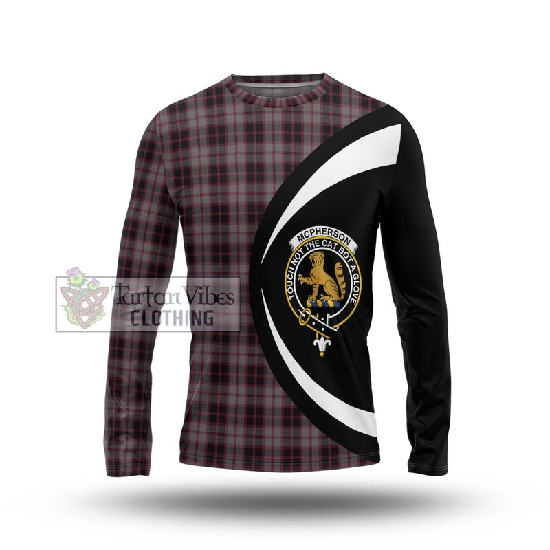 McPherson Hunting Tartan Long Sleeve T-Shirt with Family Crest Circle Style