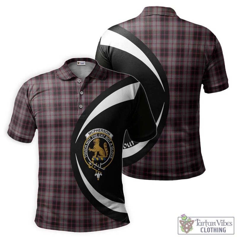 McPherson Hunting Tartan Men's Polo Shirt with Family Crest Circle Style