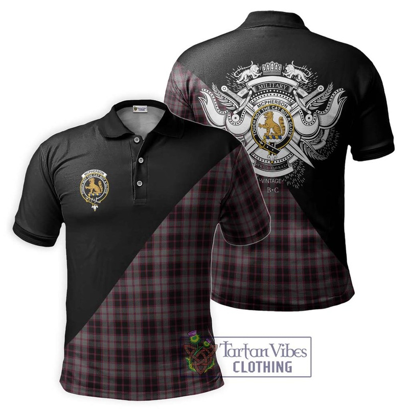 McPherson Hunting Tartan Polo Shirt with Family Crest and Military Logo Style