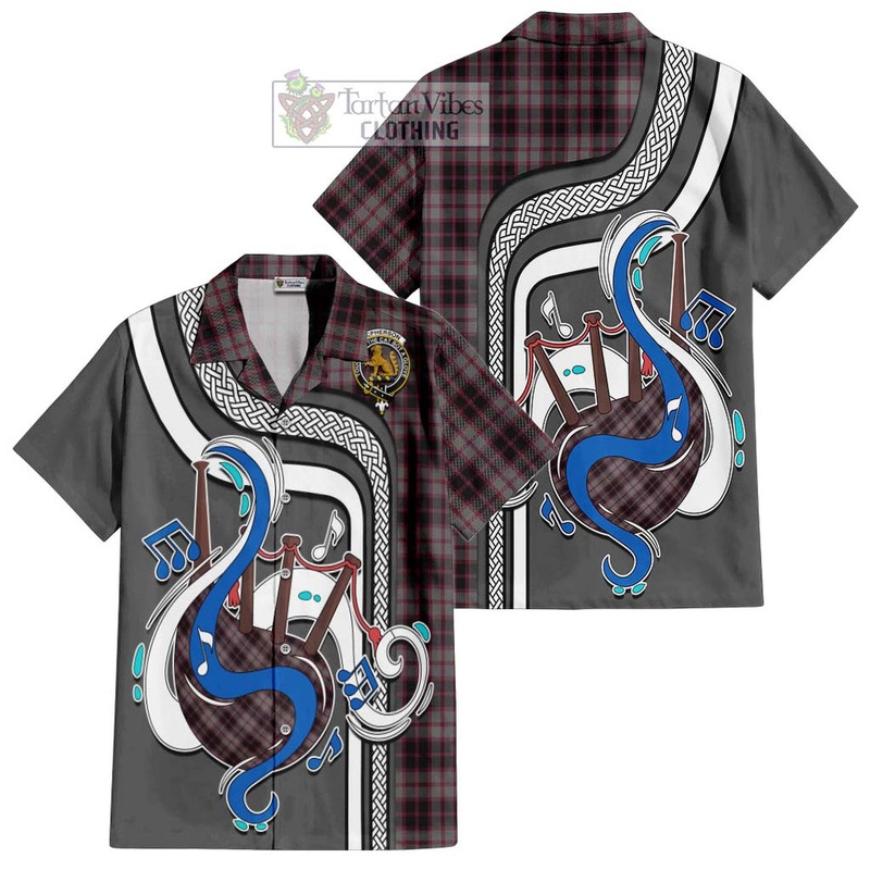 McPherson Hunting Tartan Short Sleeve Button Shirt with Epic Bagpipe Style