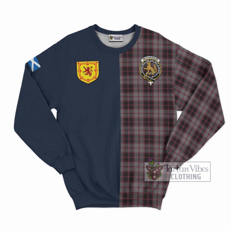 McPherson Hunting Tartan Sweatshirt Alba with Scottish Lion Royal Arm Half Style