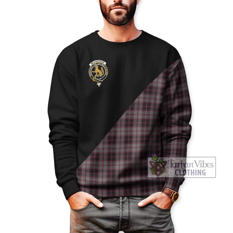 McPherson Hunting Tartan Sweatshirt with Family Crest and Military Logo Style