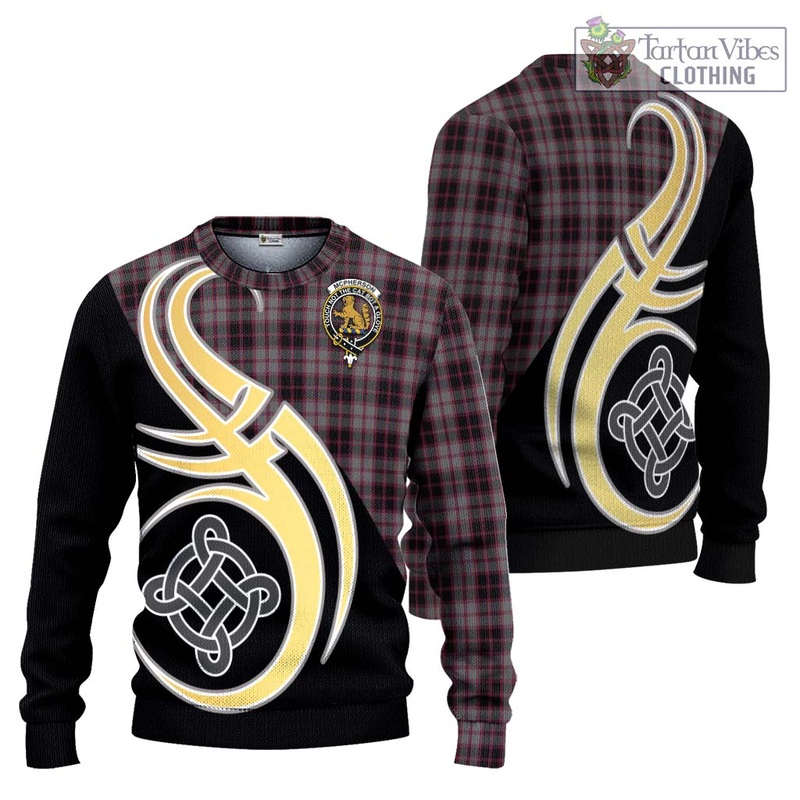 McPherson Hunting Tartan Ugly Sweater with Family Crest and Celtic Symbol Style