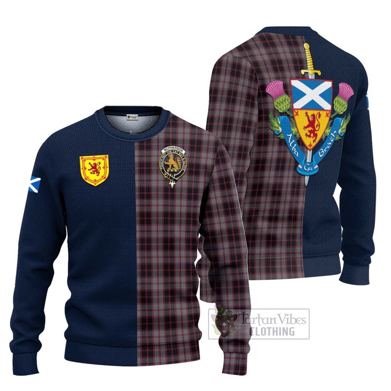 McPherson Hunting Tartan Ugly Sweater with Scottish Lion Royal Arm Half Style