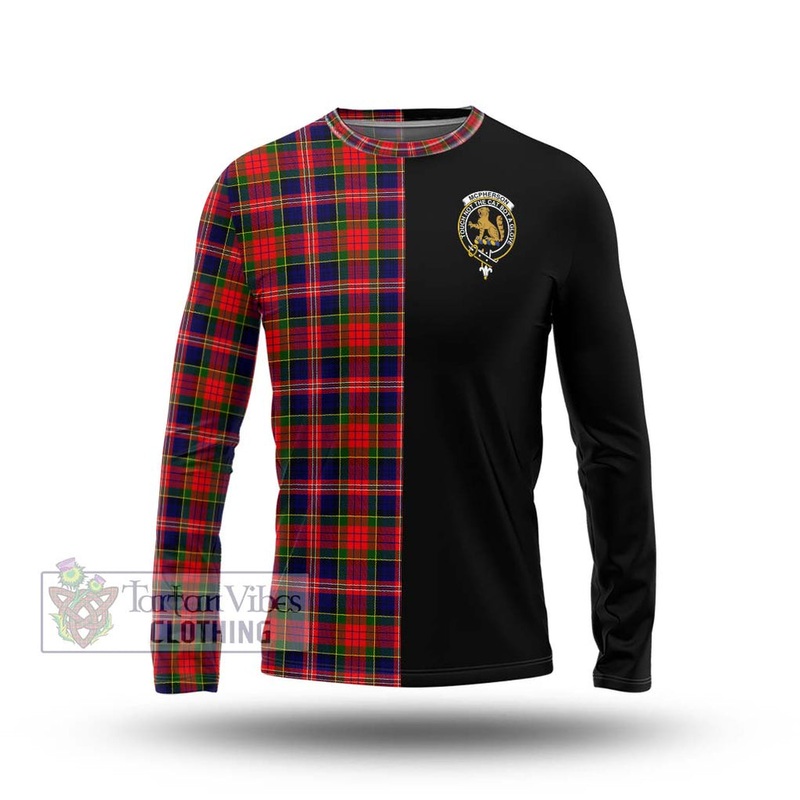 McPherson Modern Tartan Long Sleeve T-Shirt with Family Crest and Half Of Me Style
