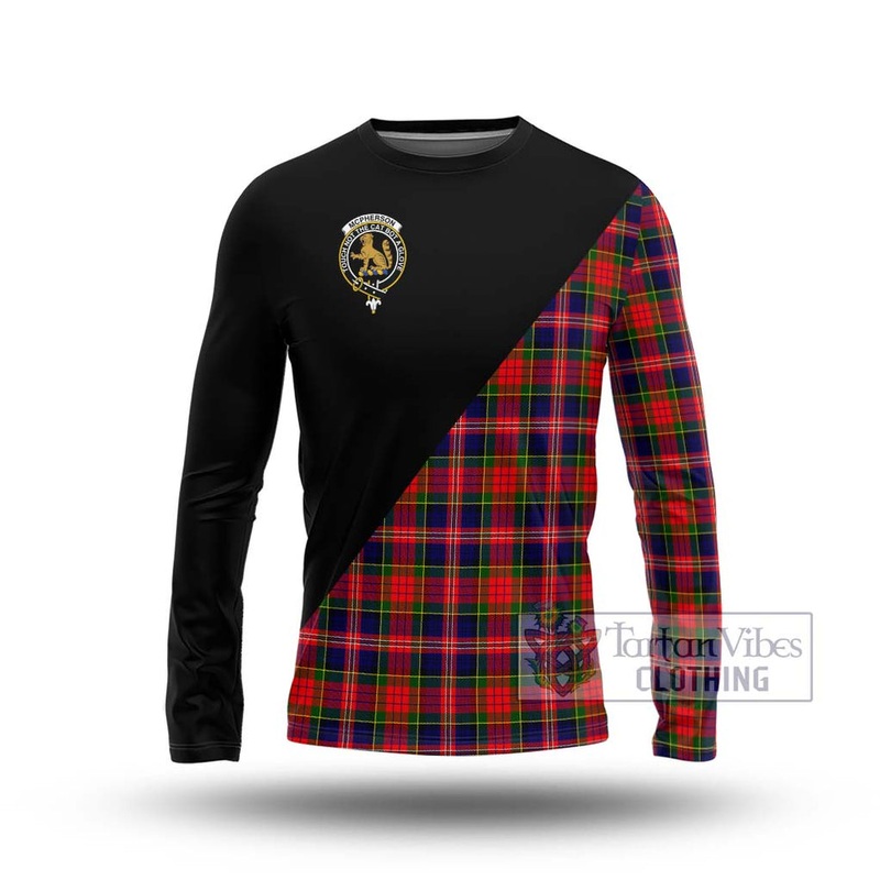 McPherson Modern Tartan Long Sleeve T-Shirt with Family Crest and Military Logo Style