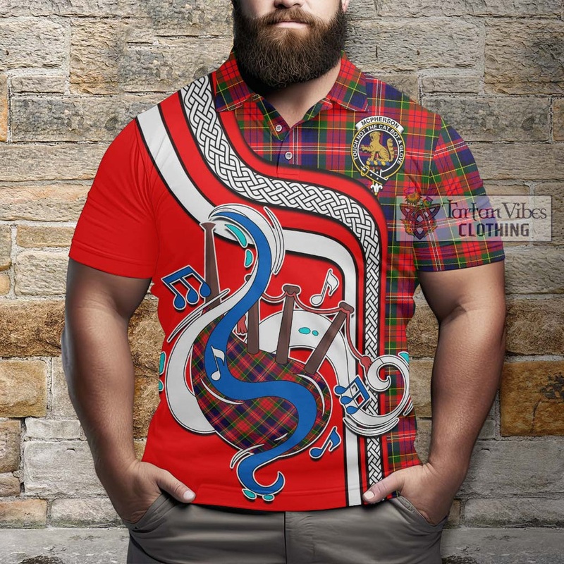 McPherson Modern Tartan Polo Shirt with Epic Bagpipe Style