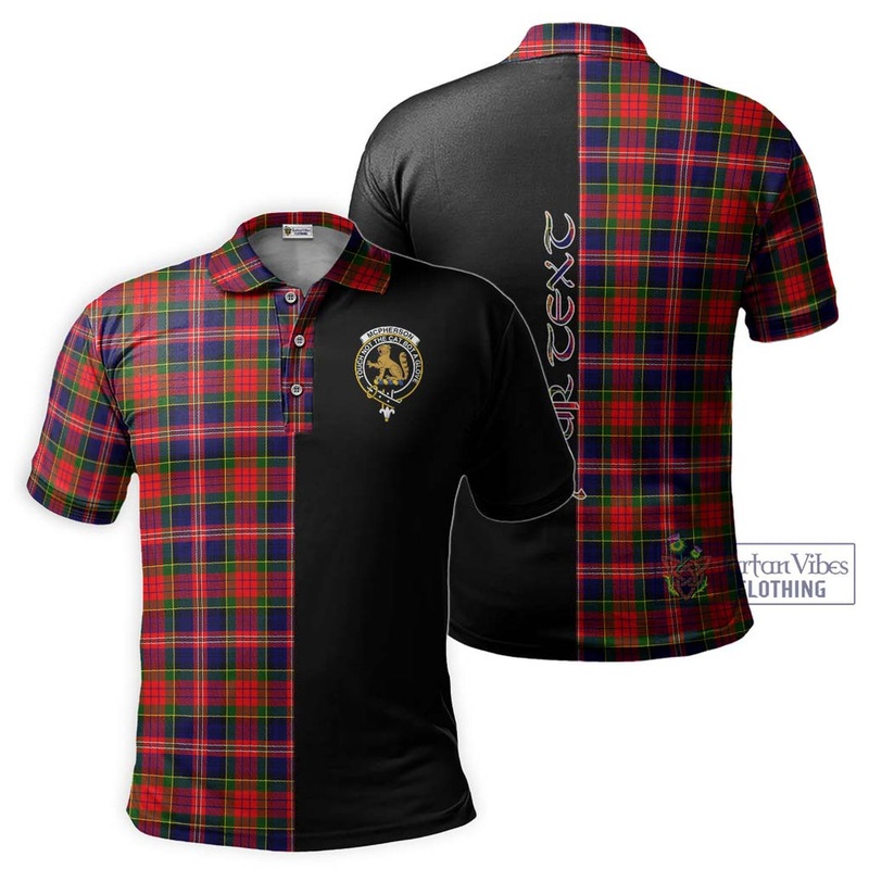 McPherson Modern Tartan Polo Shirt with Family Crest and Half Of Me Style