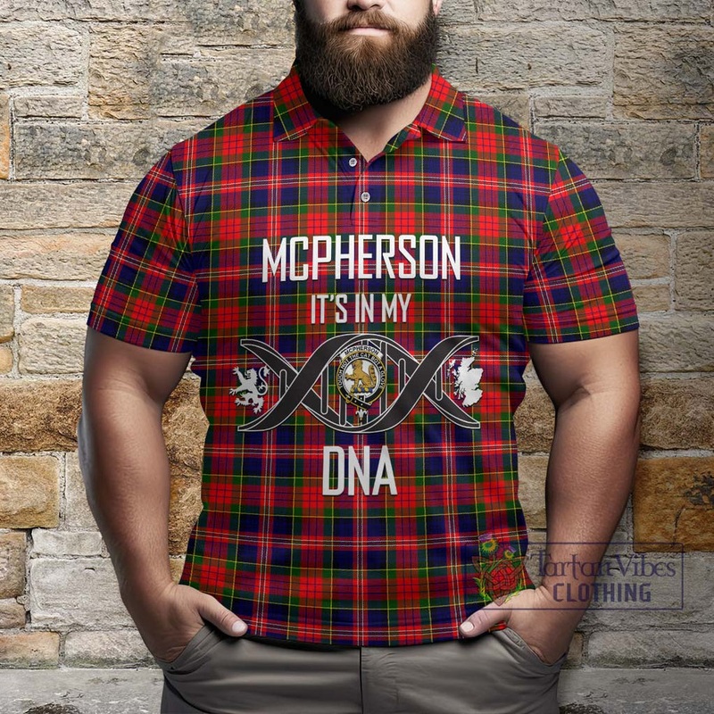 McPherson Modern Tartan Polo Shirt with Family Crest DNA In Me Style