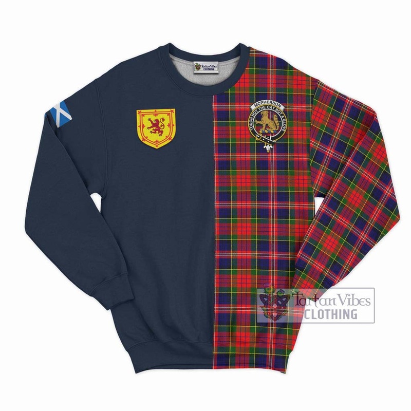 McPherson Modern Tartan Sweatshirt Alba with Scottish Lion Royal Arm Half Style