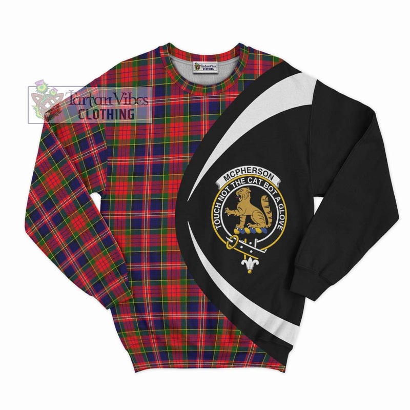 McPherson Modern Tartan Sweatshirt with Family Crest Circle Style