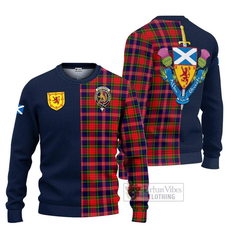McPherson Modern Tartan Ugly Sweater with Scottish Lion Royal Arm Half Style