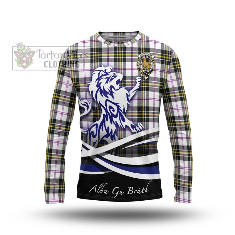 McPherson Dress Modern Tartan Long Sleeve T-Shirt with Alba Gu Brath Regal Lion Emblem