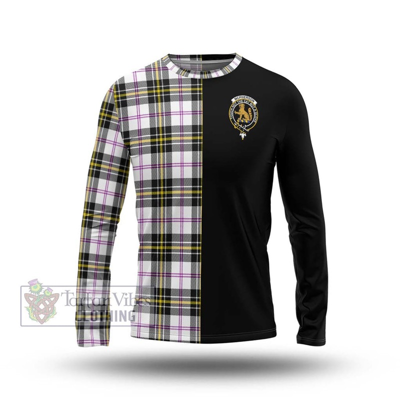 McPherson Dress Modern Tartan Long Sleeve T-Shirt with Family Crest and Half Of Me Style