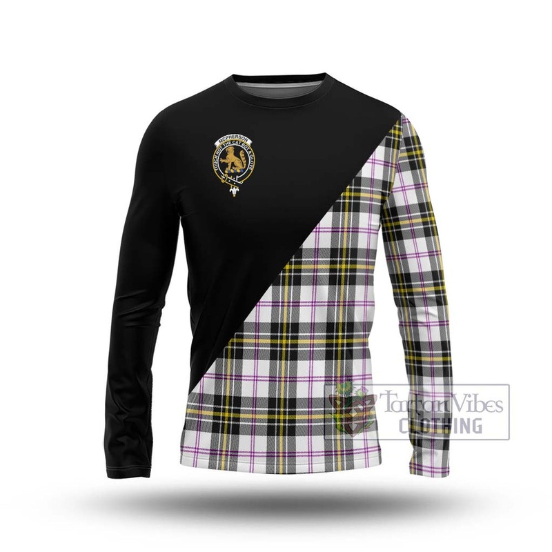 McPherson Dress Modern Tartan Long Sleeve T-Shirt with Family Crest and Military Logo Style