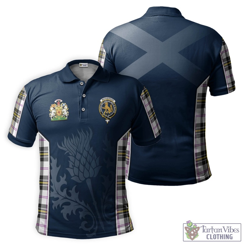 McPherson Dress Modern Tartan Men's Polo Shirt with Family Crest and Scottish Thistle Vibes Sport Style