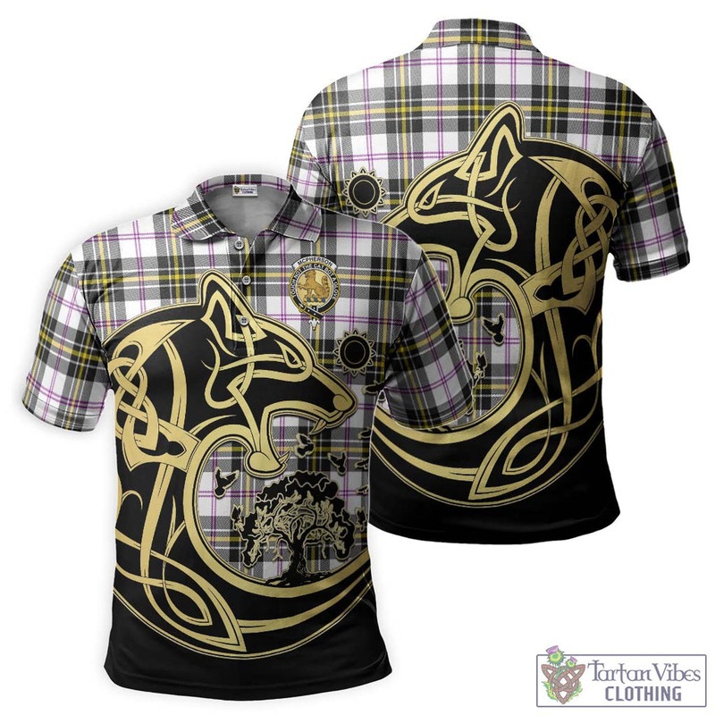 McPherson Dress Modern Tartan Polo Shirt with Family Crest Celtic Wolf Style