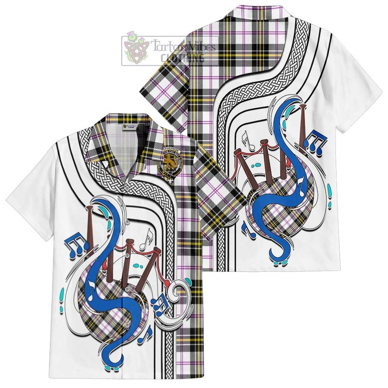 McPherson Dress Modern Tartan Short Sleeve Button Shirt with Epic Bagpipe Style