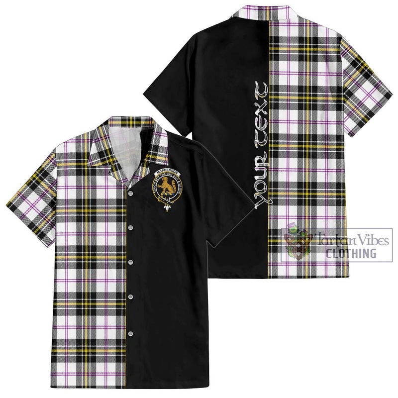 McPherson Dress Modern Tartan Short Sleeve Button Shirt with Family Crest and Half Of Me Style