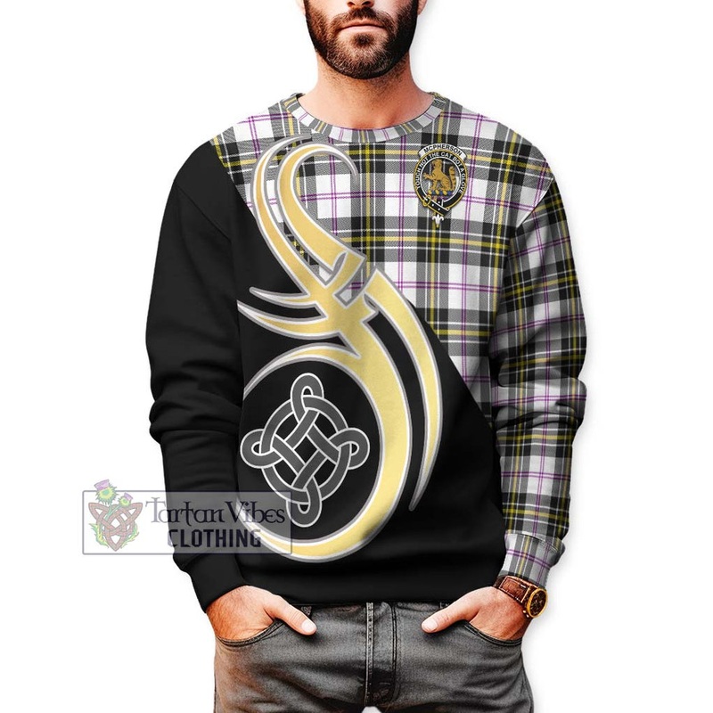 McPherson Dress Modern Tartan Sweatshirt with Family Crest and Celtic Symbol Style