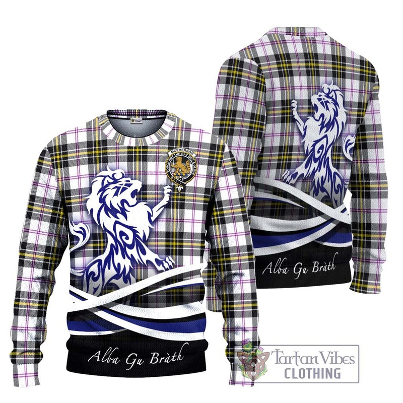 McPherson Dress Modern Tartan Ugly Sweater with Alba Gu Brath Regal Lion Emblem