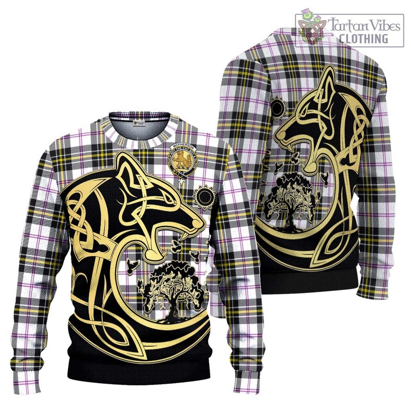 McPherson Dress Modern Tartan Ugly Sweater with Family Crest Celtic Wolf Style