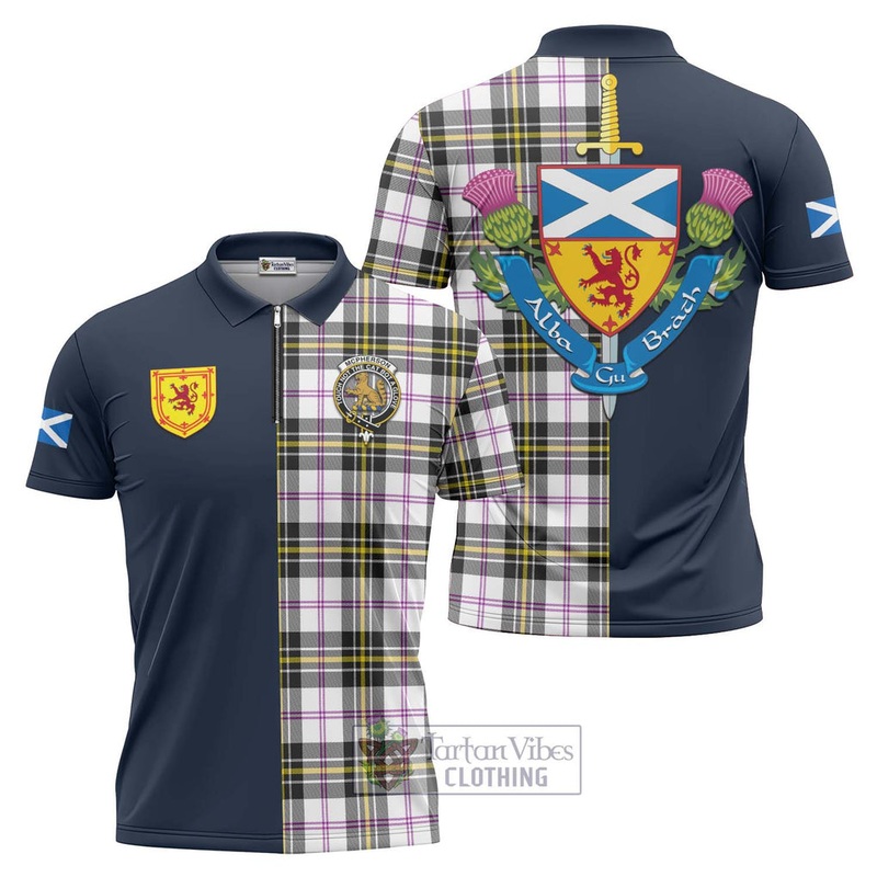 McPherson Dress Modern Tartan Zipper Polo Shirt Alba with Scottish Lion Royal Arm Half Style