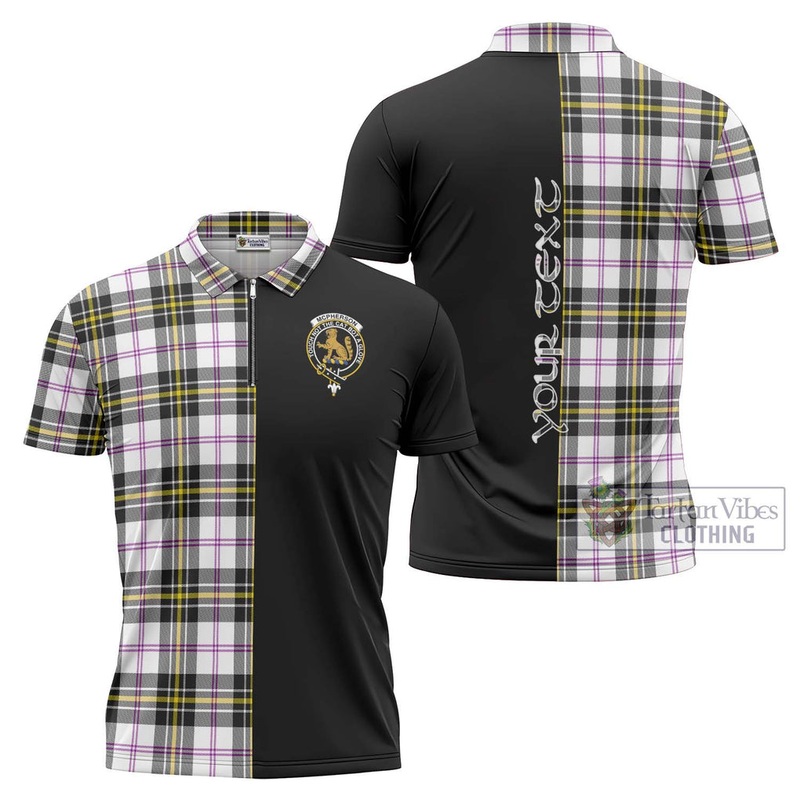 McPherson Dress Modern Tartan Zipper Polo Shirt with Family Crest and Half Of Me Style