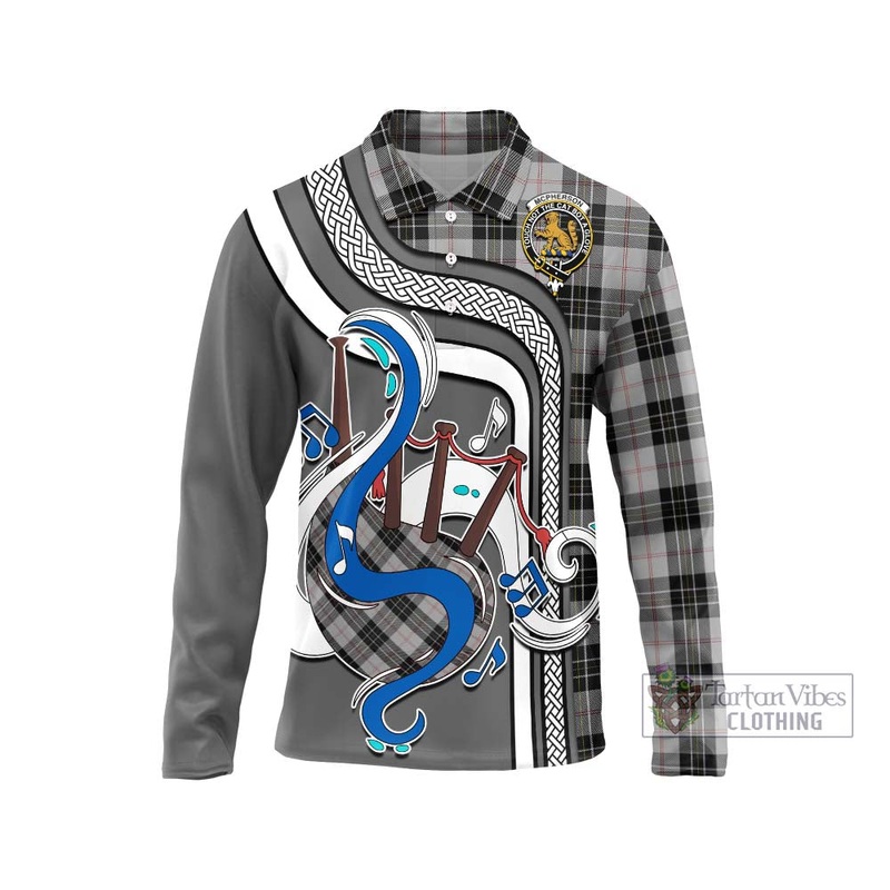 McPherson Dress Tartan Long Sleeve Polo Shirt with Epic Bagpipe Style
